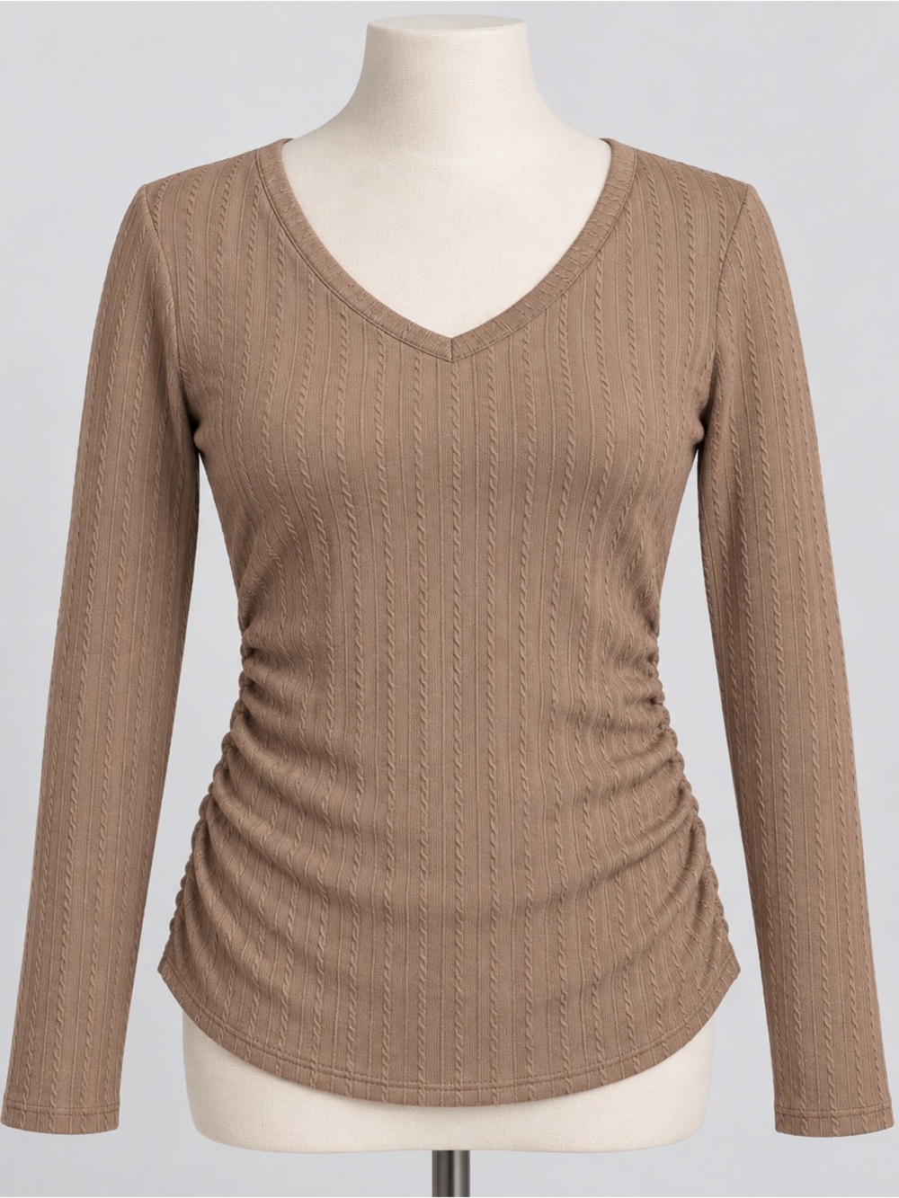 Taupe Long-Sleeve Knit Top